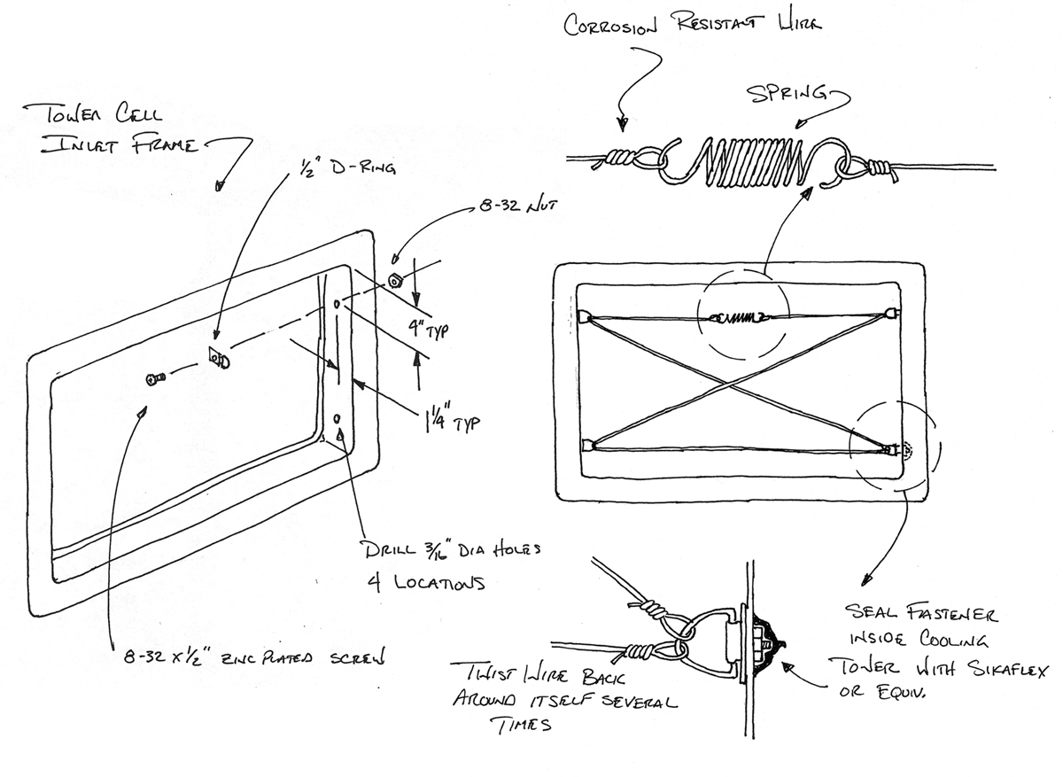 retaining system for tower cell louvers retaining system for tower cell louvers