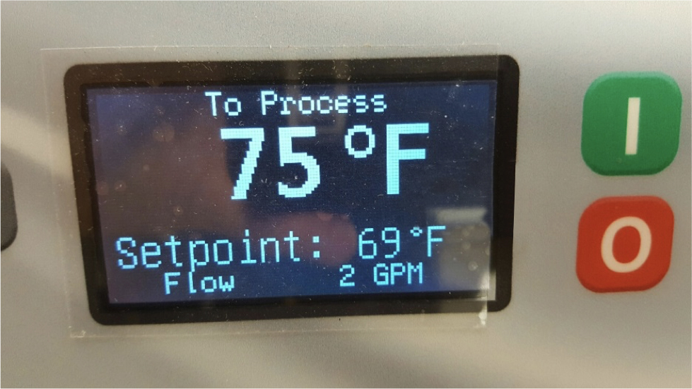 G Series flow display showing flow of 2 GPM